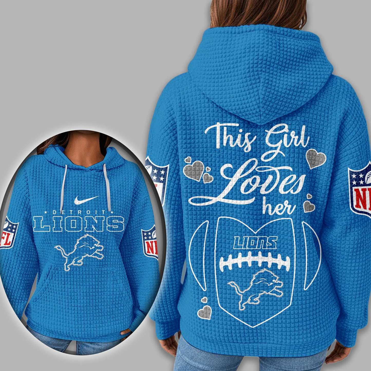 Premium NFL X DET Game Day Waffle Hoodie NDT TDT 231125