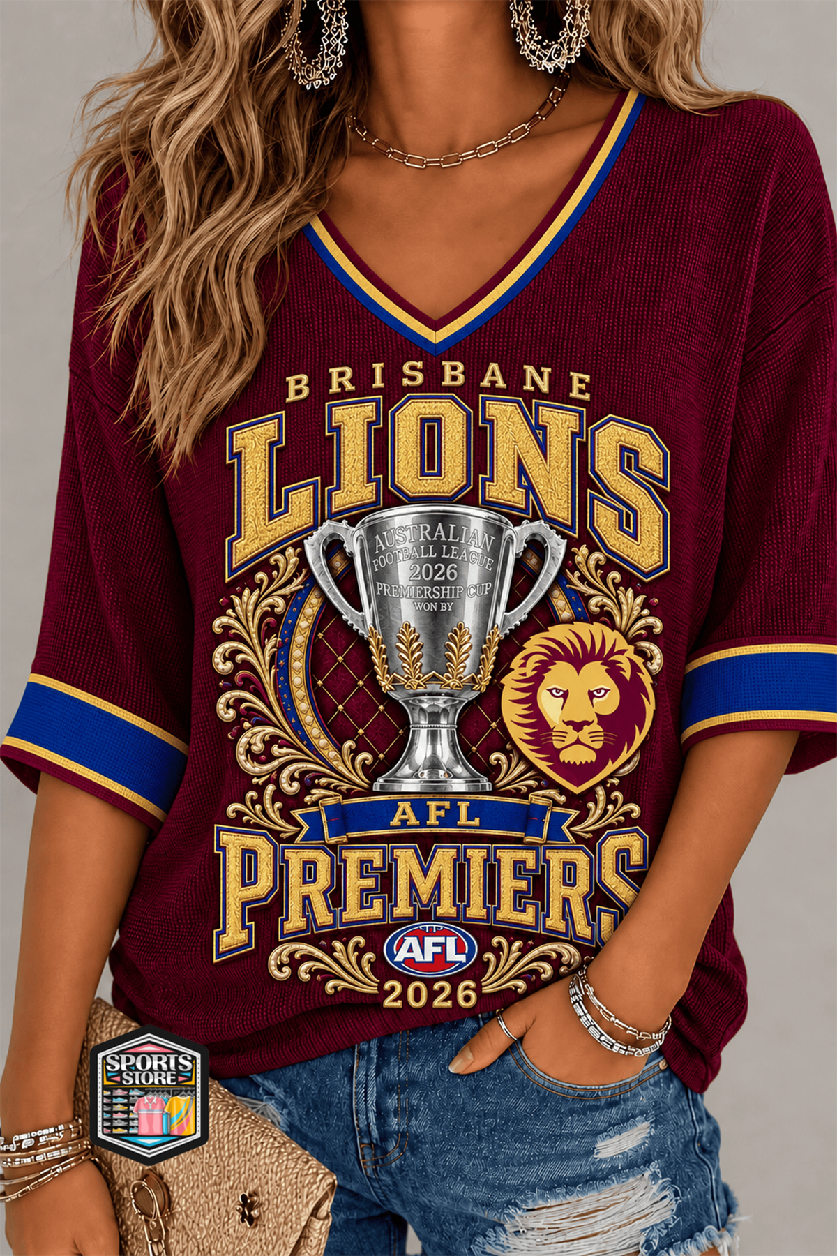 2026 AFL x BL Premiers Women's Oversized V-Neck Football Shirt