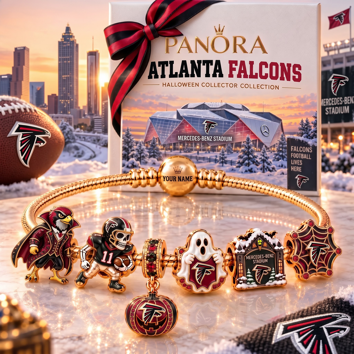 AF x Luxury NFL Gold Charm Halloween Bracelet