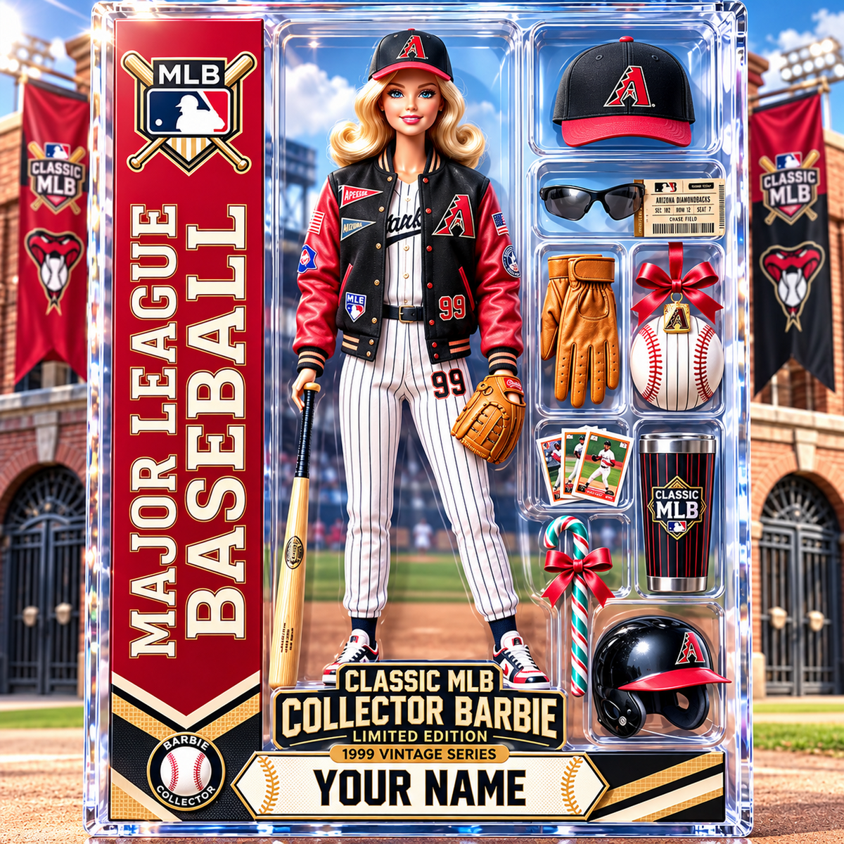 ARI X Personalized Classic MLB Collector Barbie Acrylic Block Plaque