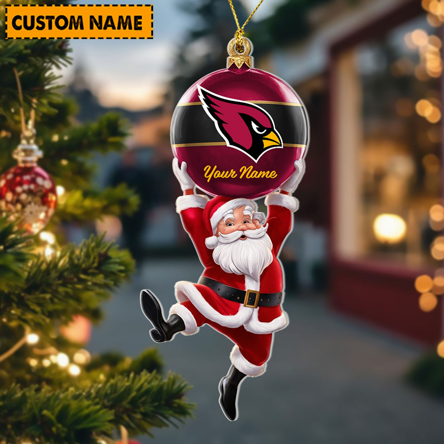 ARI x Personalized NFL Acrylic Ornament Christmas DATND TANTD