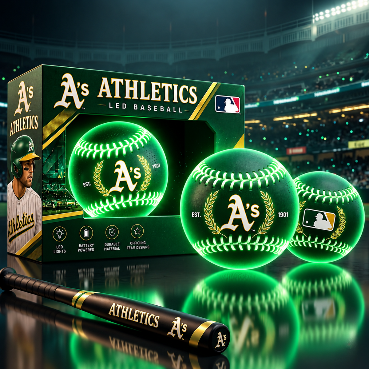 ATH x Custom MLB Light-Up LED Baseball Gift Set