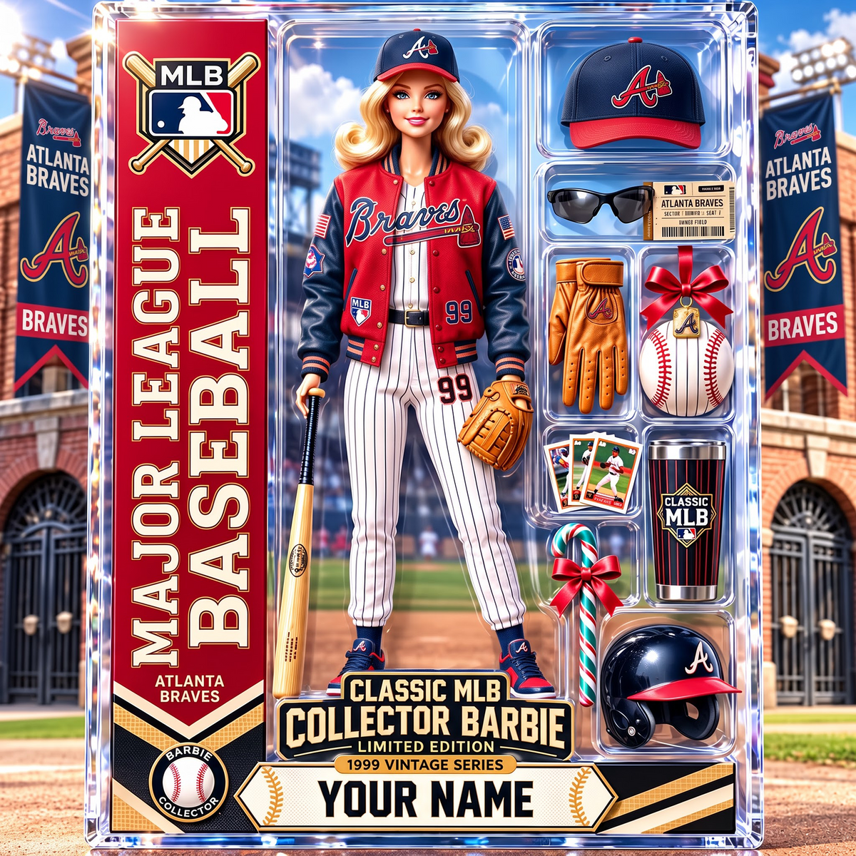 ATL X Personalized Classic MLB Collector Barbie Acrylic Block Plaque