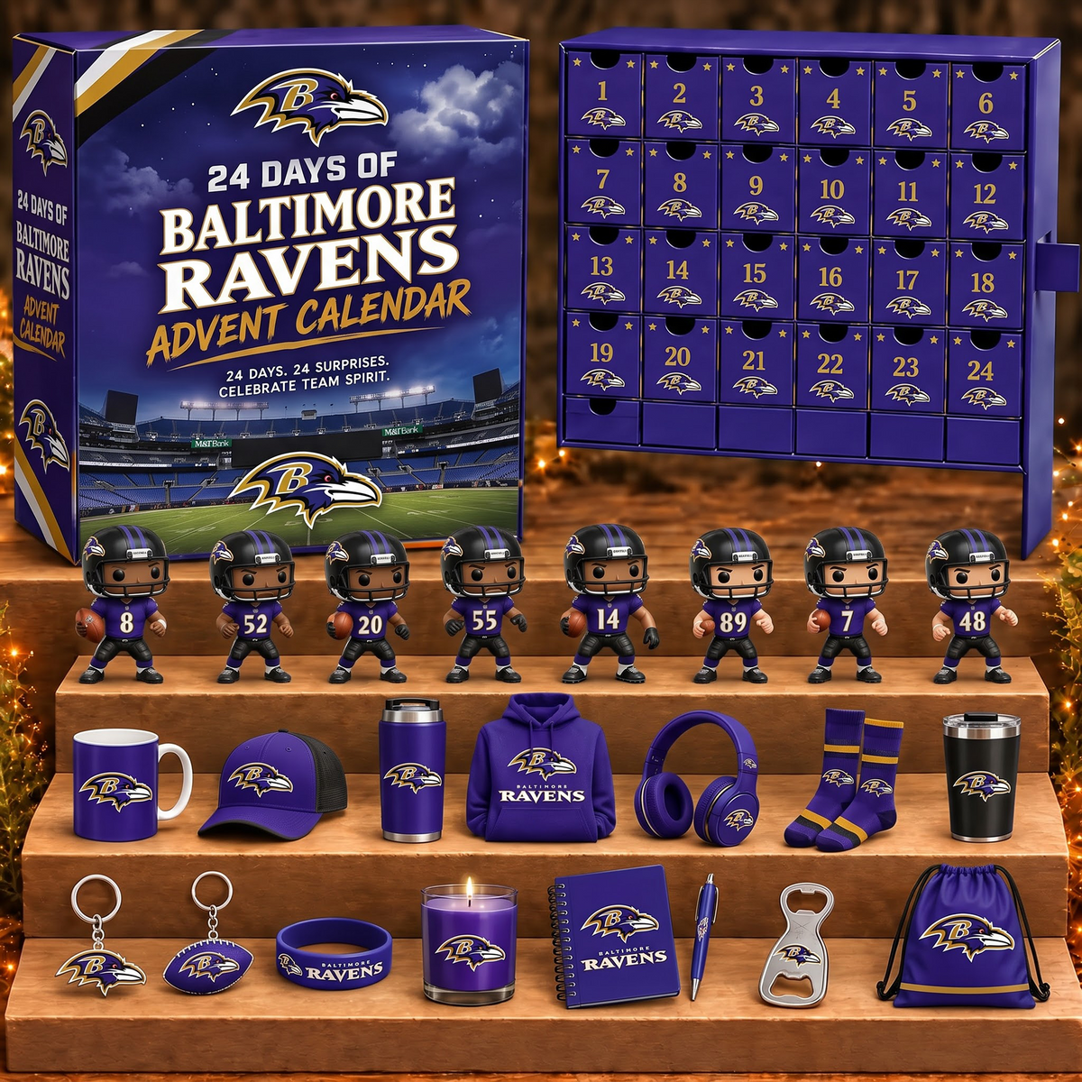 BAL X NFL Personalized 24 Days Of American Football Advent Calendar Blink Box