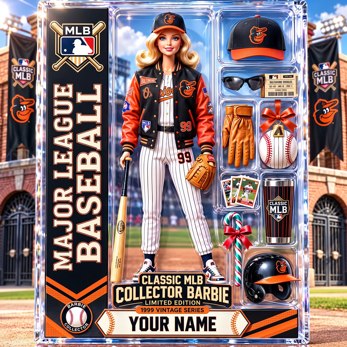 BAL X Personalized Classic MLB Collector Barbie Acrylic Block Plaque