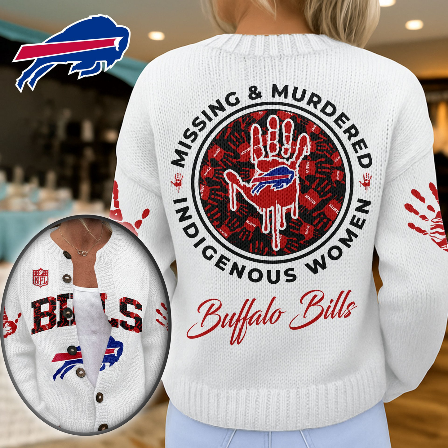 BB Premium NFL Cozy Knit Cardigan DDT NTL