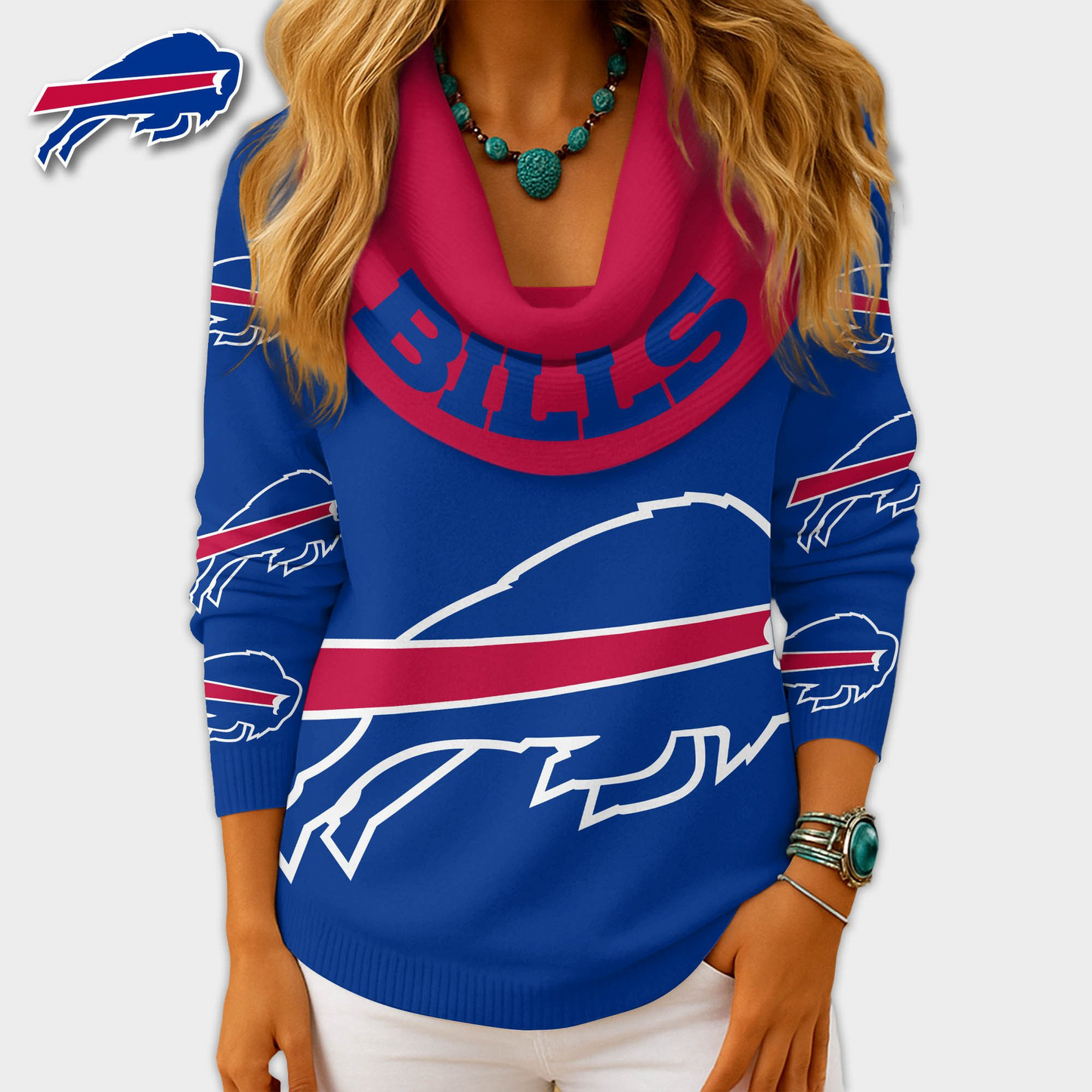 BB Premium NFL Fan Cowl Neck Sweater 3D Shirt DDT NTL