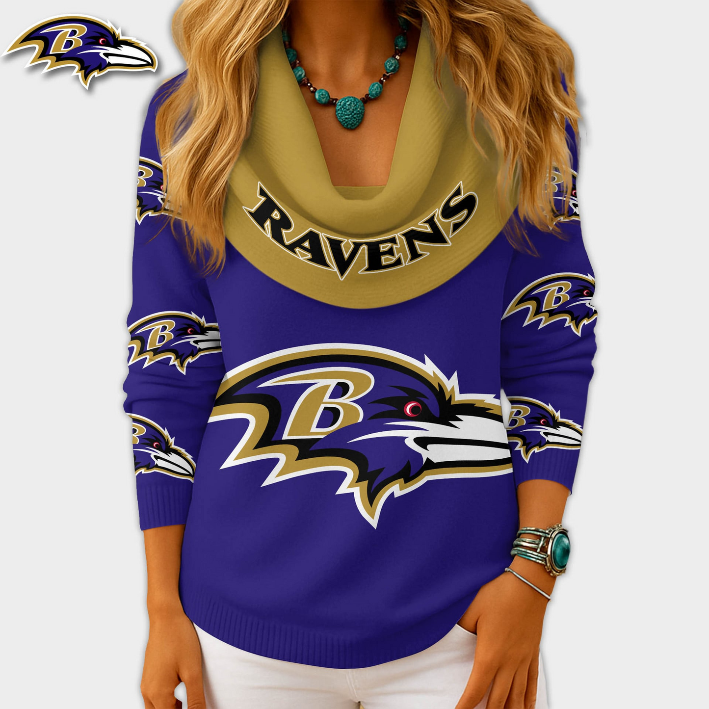 BR Premium NFL Fan Cowl Neck Sweater 3D Shirt DDT NTL