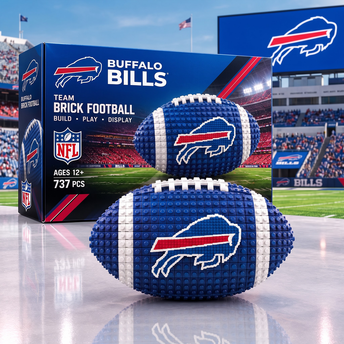 BUF X NFL Team Brick Football Building Set – 3D Bricks Collector Model