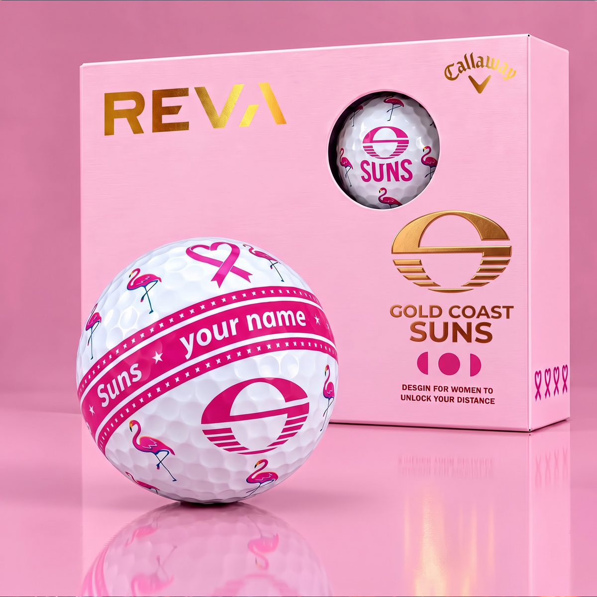 CALLAWAY REVA X PREMIUM AFL SUN DELUXE PERSONALIZED GOLF BALL FOR WOMEN TOURNAMENT LIMITED EDITION
