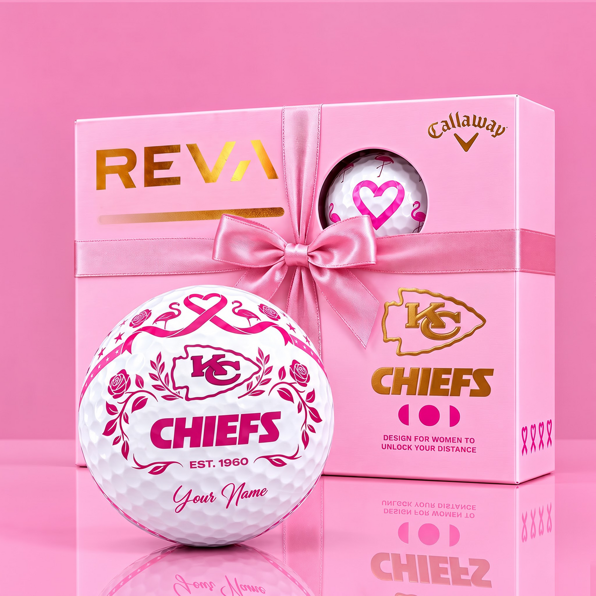 CALLAWAY REVA X SIGNATURE NFL KCC LUXURY PERSONALIZED GOLF BALL FOR WOMEN TOURNAMENT LIMITED EDITION V3