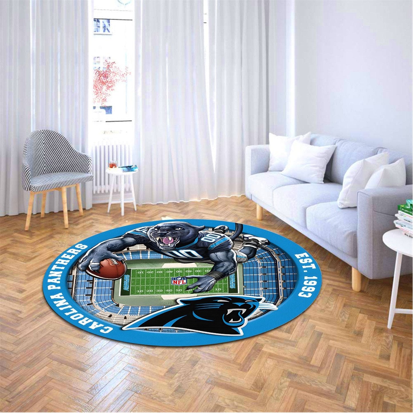 CAR x NFL Luxury 3D Round Rug DatND DVT