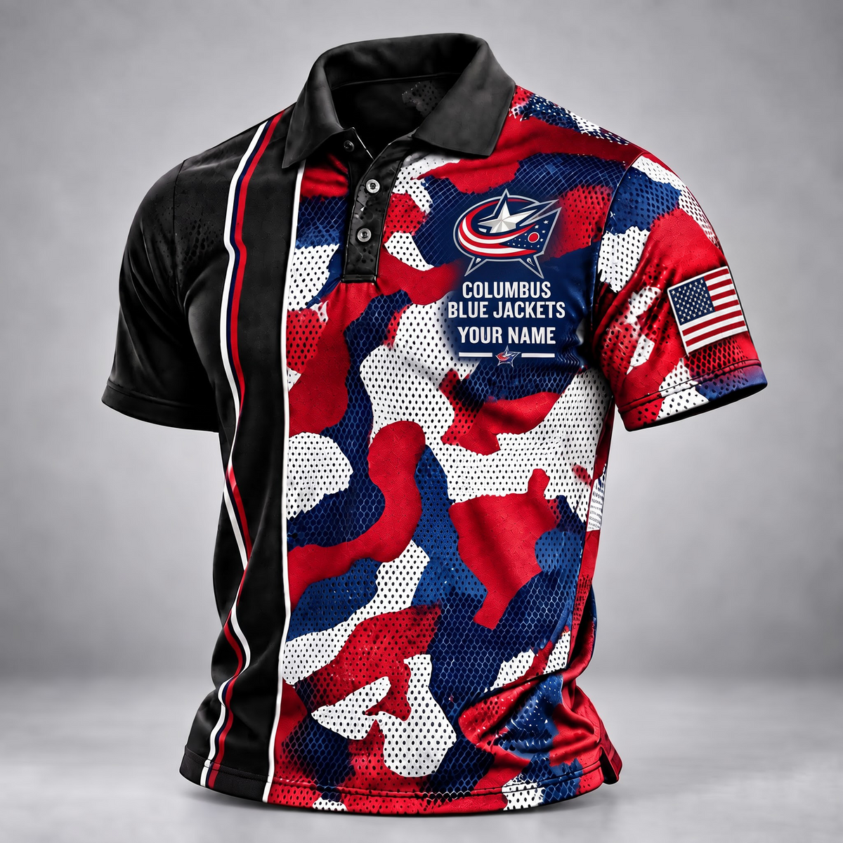 CBJ x NHL x USVeteran Premium Personalized Polo Shirt