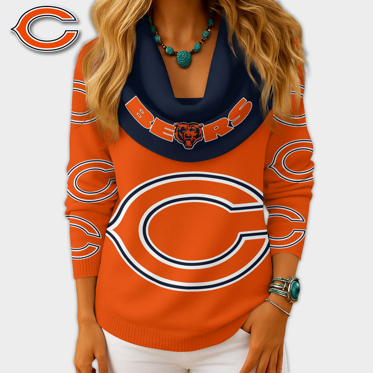 CHI Premium NFL Fan Cowl Neck Sweater 3D Shirt DDT NTL