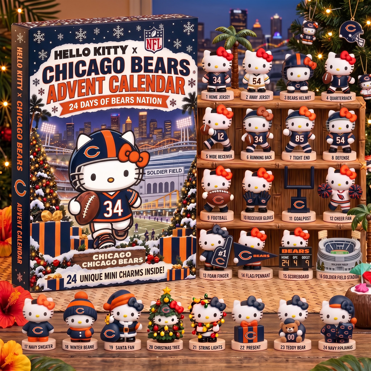 CHI X Hello Kitty x NFL Christmas Advent Calendar - 24 Days Mini Figure Gift Set
