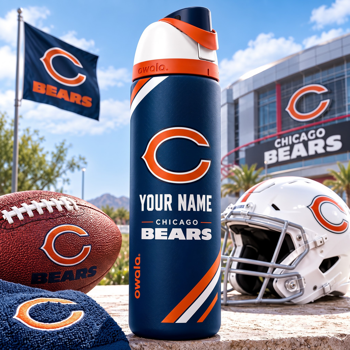 CHI X Premium NFL Owala Water Bottle