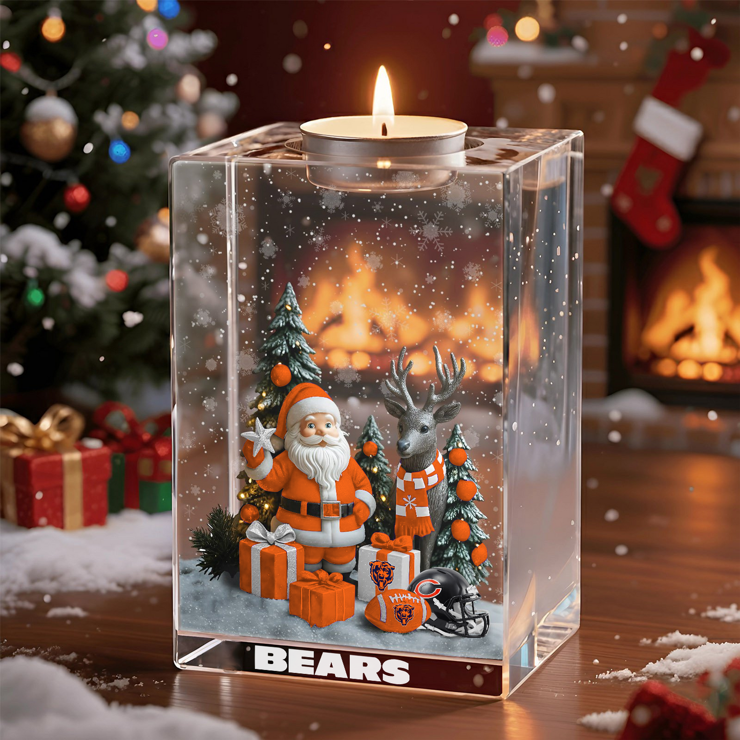 CHI x NFL Personalized Christmas Crystal Candle Holder 2211 DatND DVT