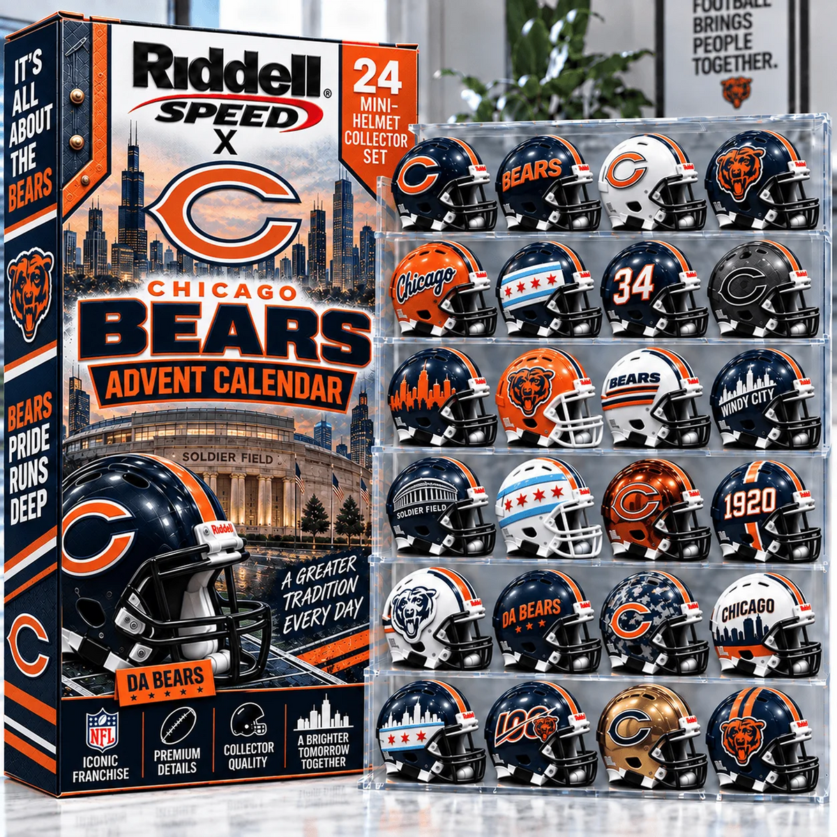 CHI x Premium NFL Mini Helmet Advent Calendar