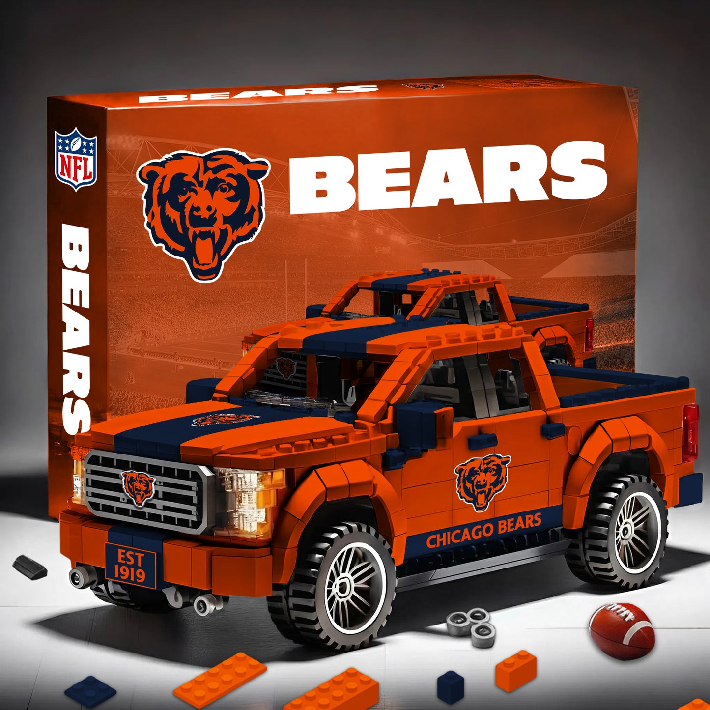 CHI NFL 3D Racing Truck Model Building Block Set 2411 V1 NAK NHM
