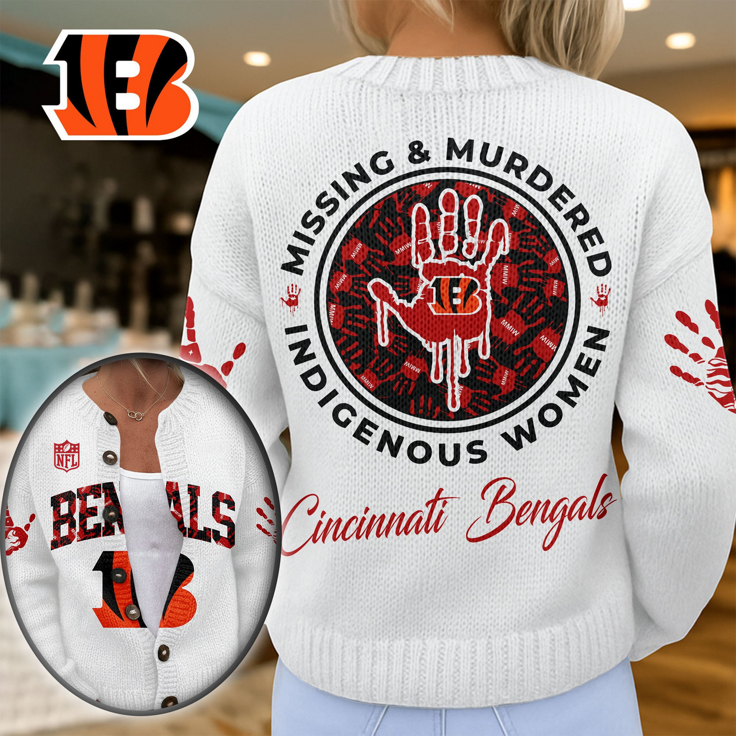 CIN Premium NFL Cozy Knit Cardigan DDT NTL
