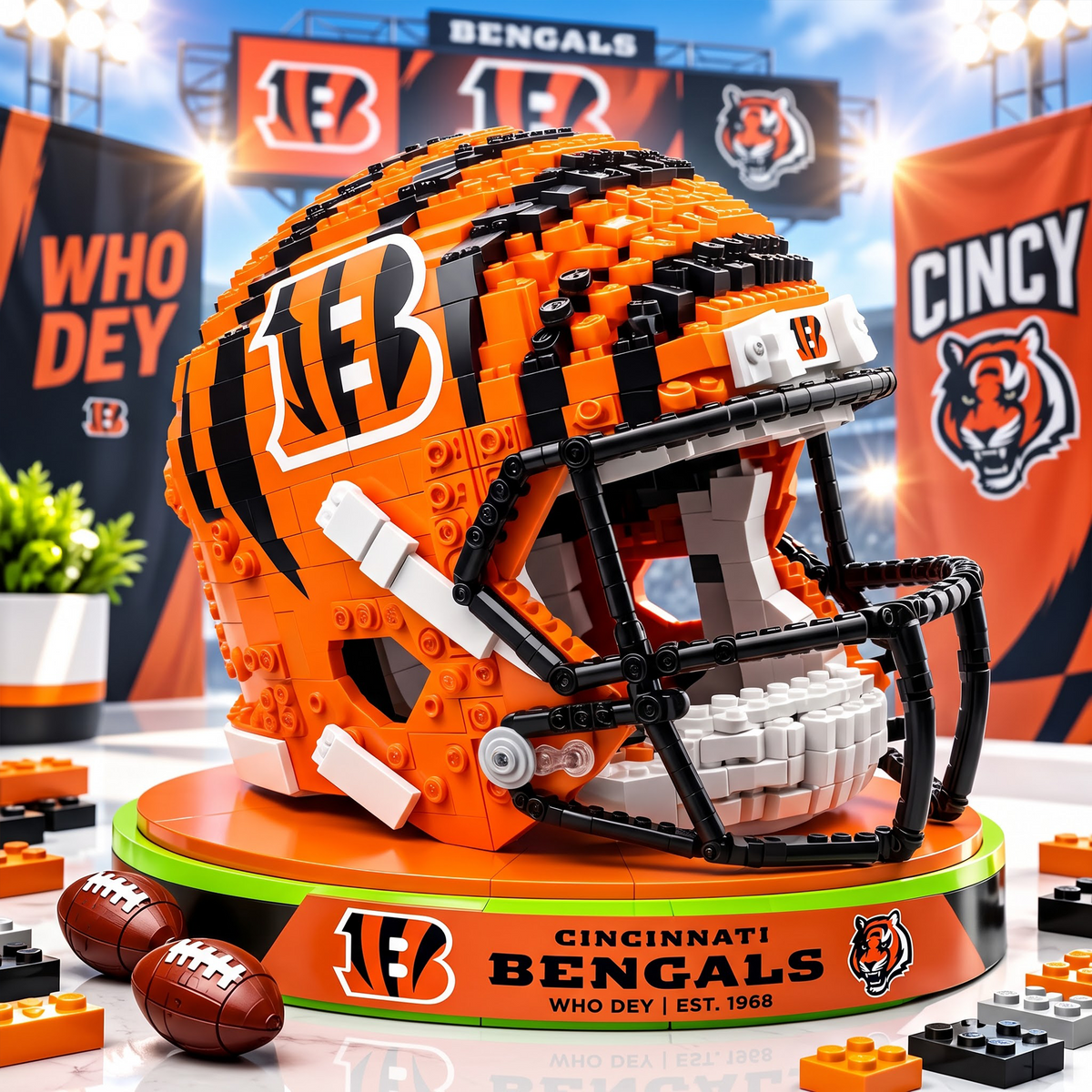 CIN X Premium NFL Football Helmet Building Block Set