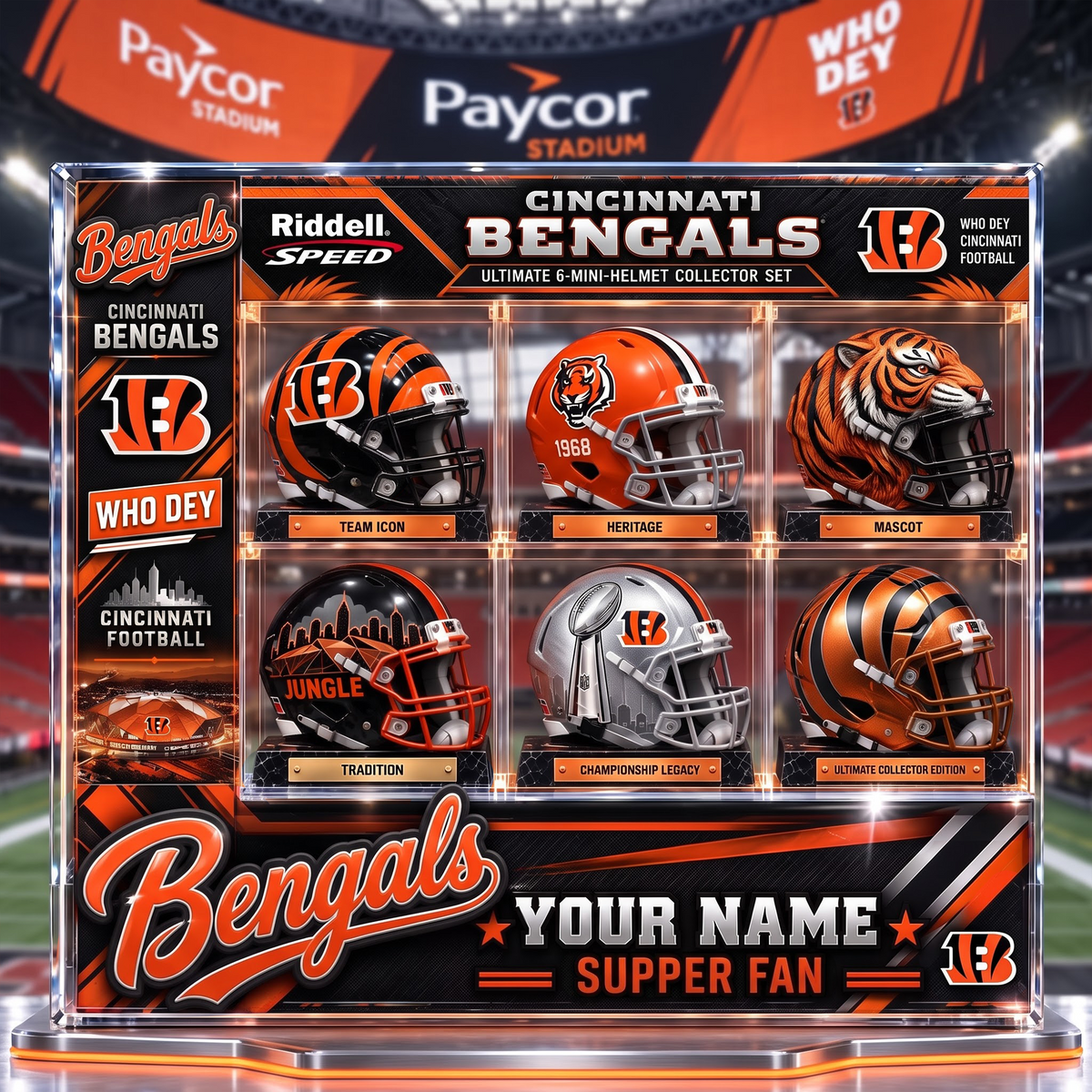 CIN x Custom NFL Team Riddell Speed Ultimate 6-Mini-Helmet Collector Set