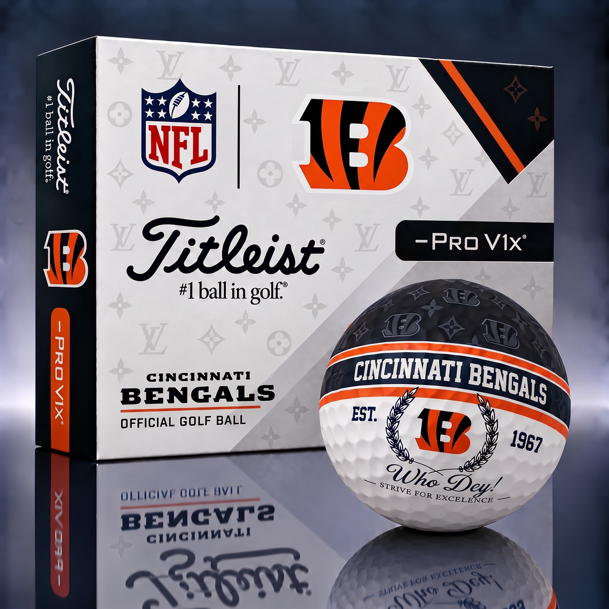 CIN x NFL Custom LV x Titleist Pro V1 Golf Balls Set