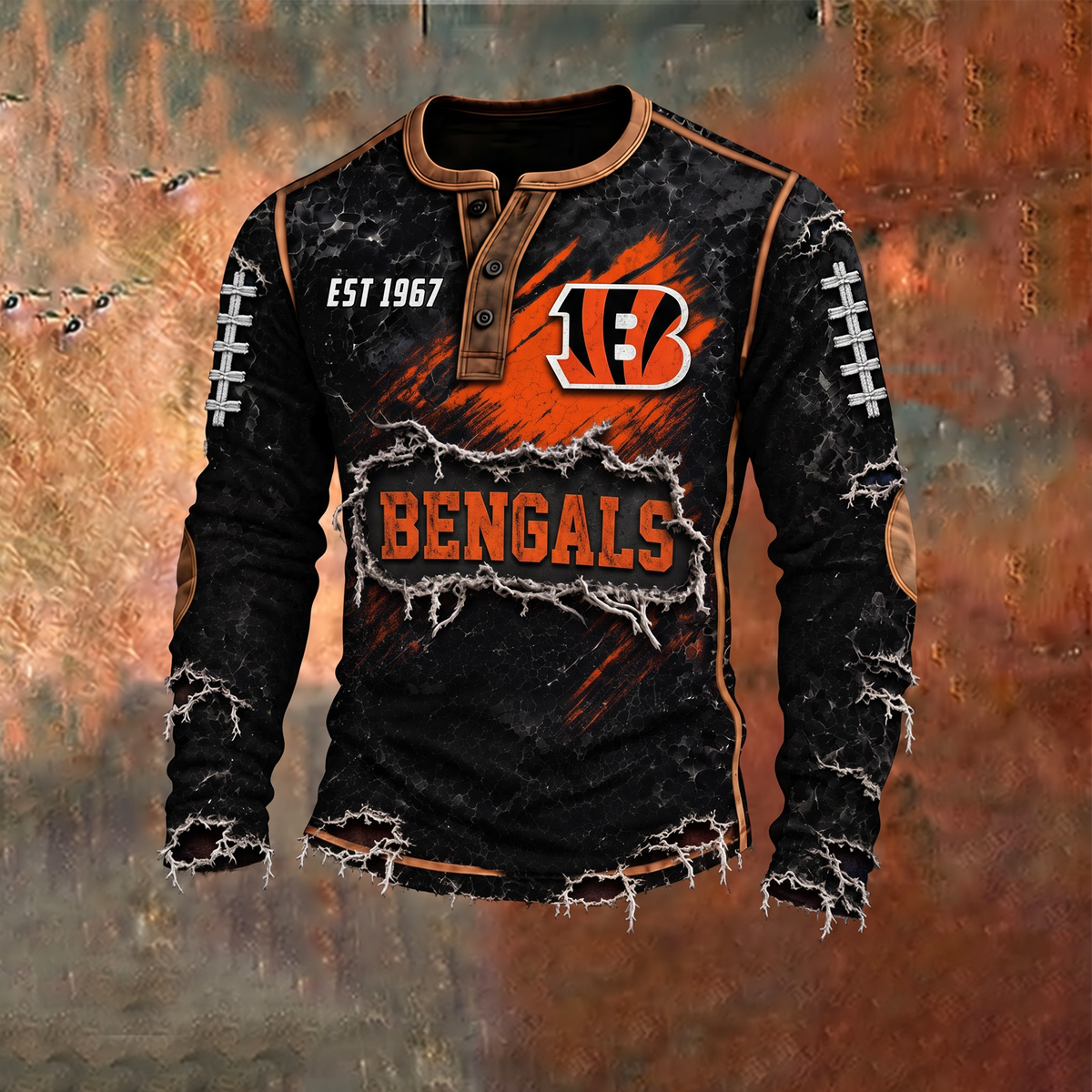 CIN x PREMIUM NFL Distressed Long Sleeve Jersey