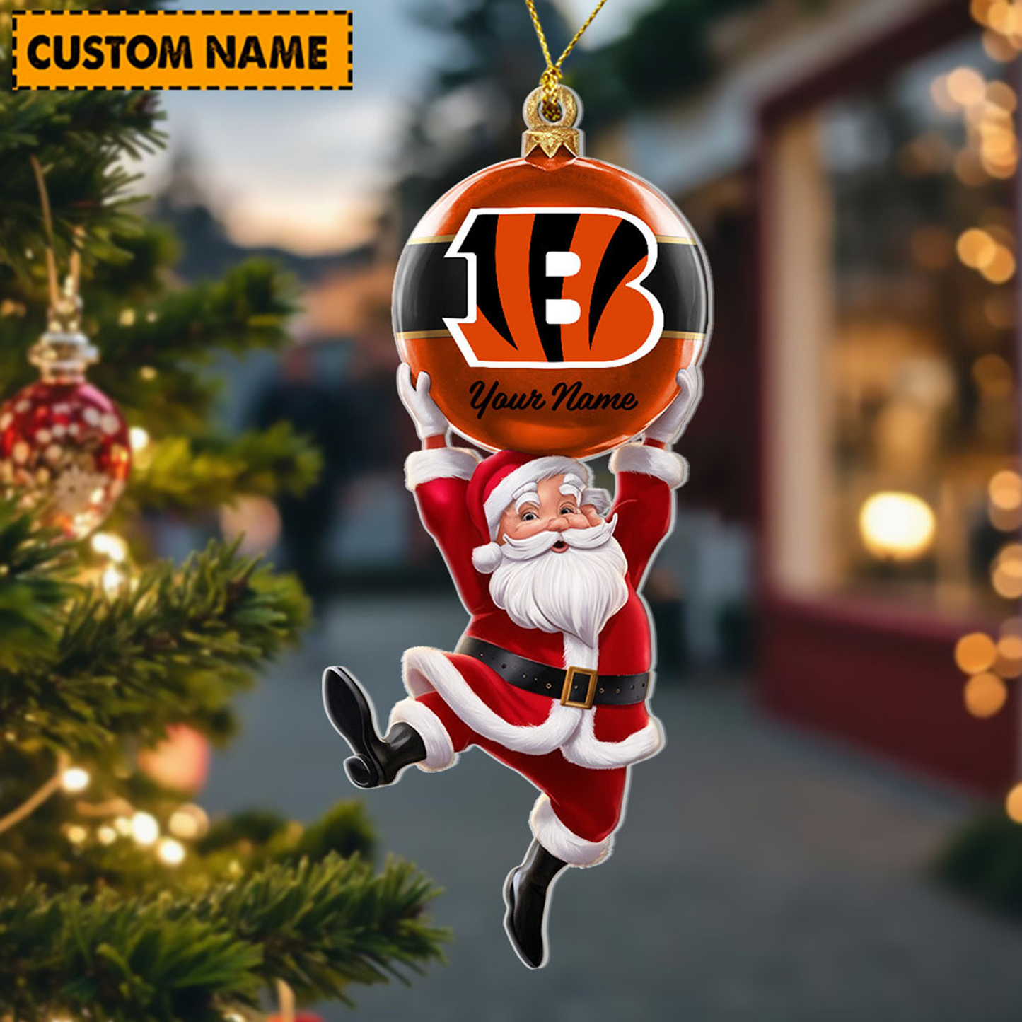 CIN x Personalized NFL Acrylic Ornament Christmas DATND TANTD