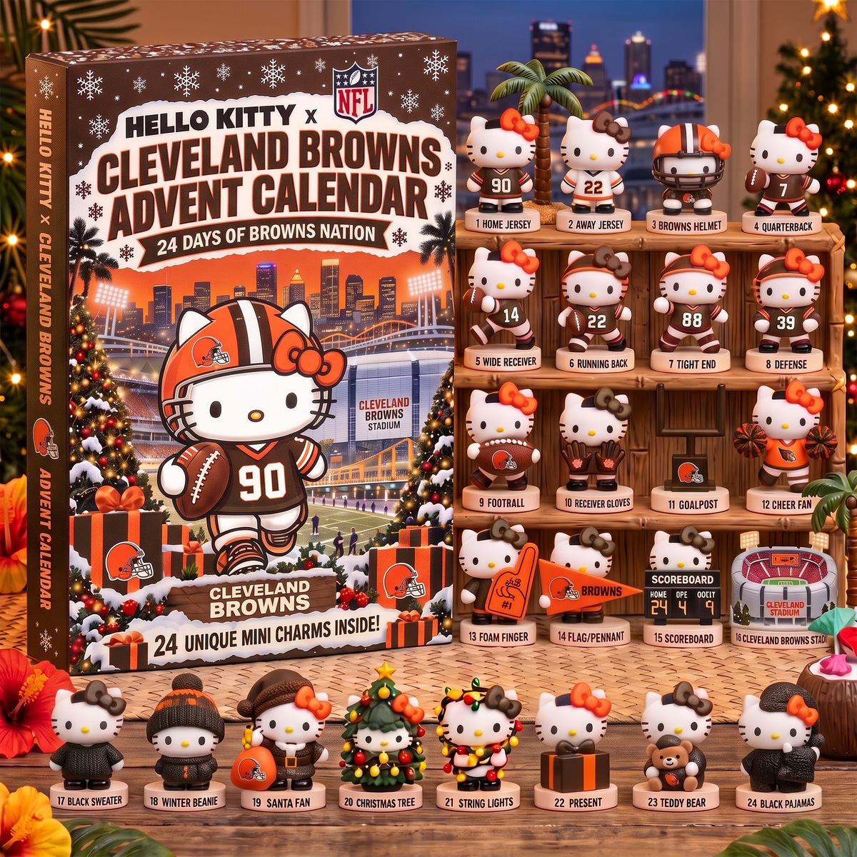 CLE X Hello Kitty x NFL Christmas Advent Calendar - 24 Days Mini Figure Gift Set