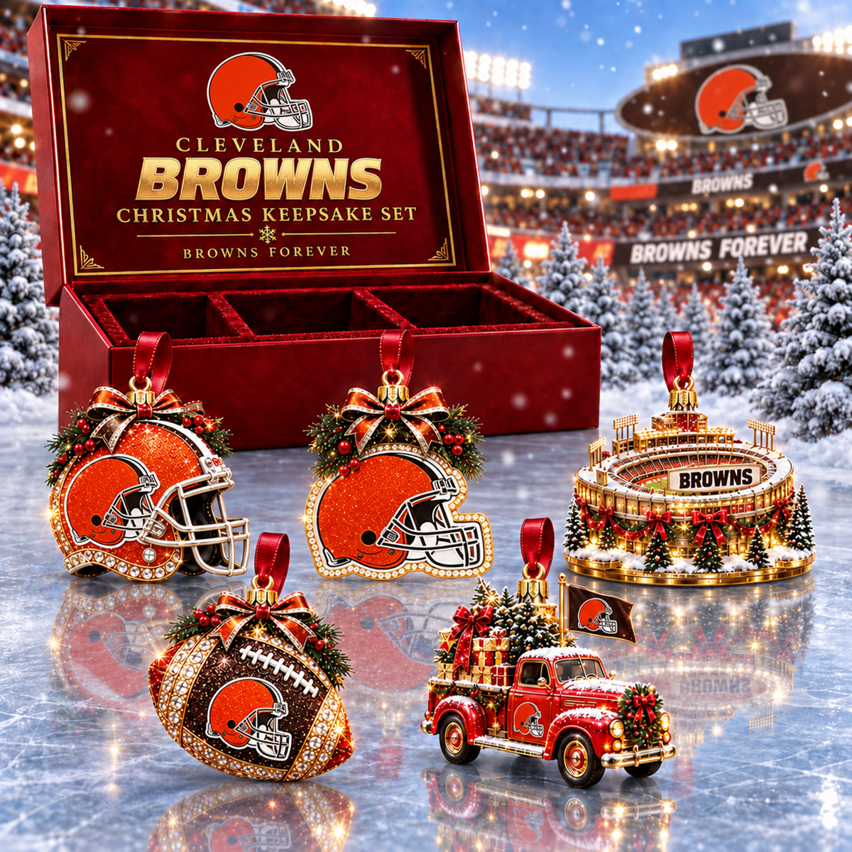 CLE x NFL Christmas KICKOFF Personalized Set 5 Acrylic Ornament