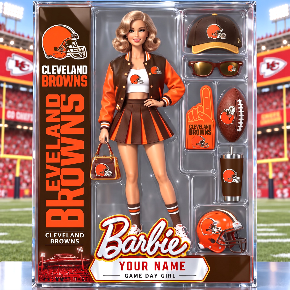 CLE x Personalized NFL Ken Acrylic Block Plaque Action Figure Box