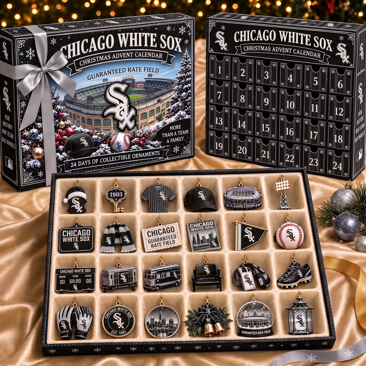 CWS X MLB Team Christmas Advent Calendar Box - 24 Days Countdown Tree Ornaments Gift Set