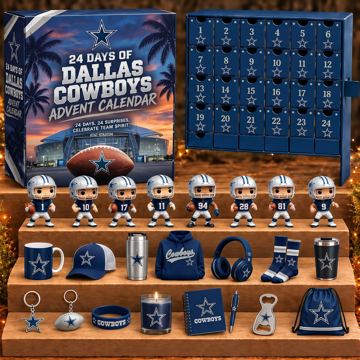 DAL X NFL Personalized 24 Days Of American Football Advent Calendar Blink Box