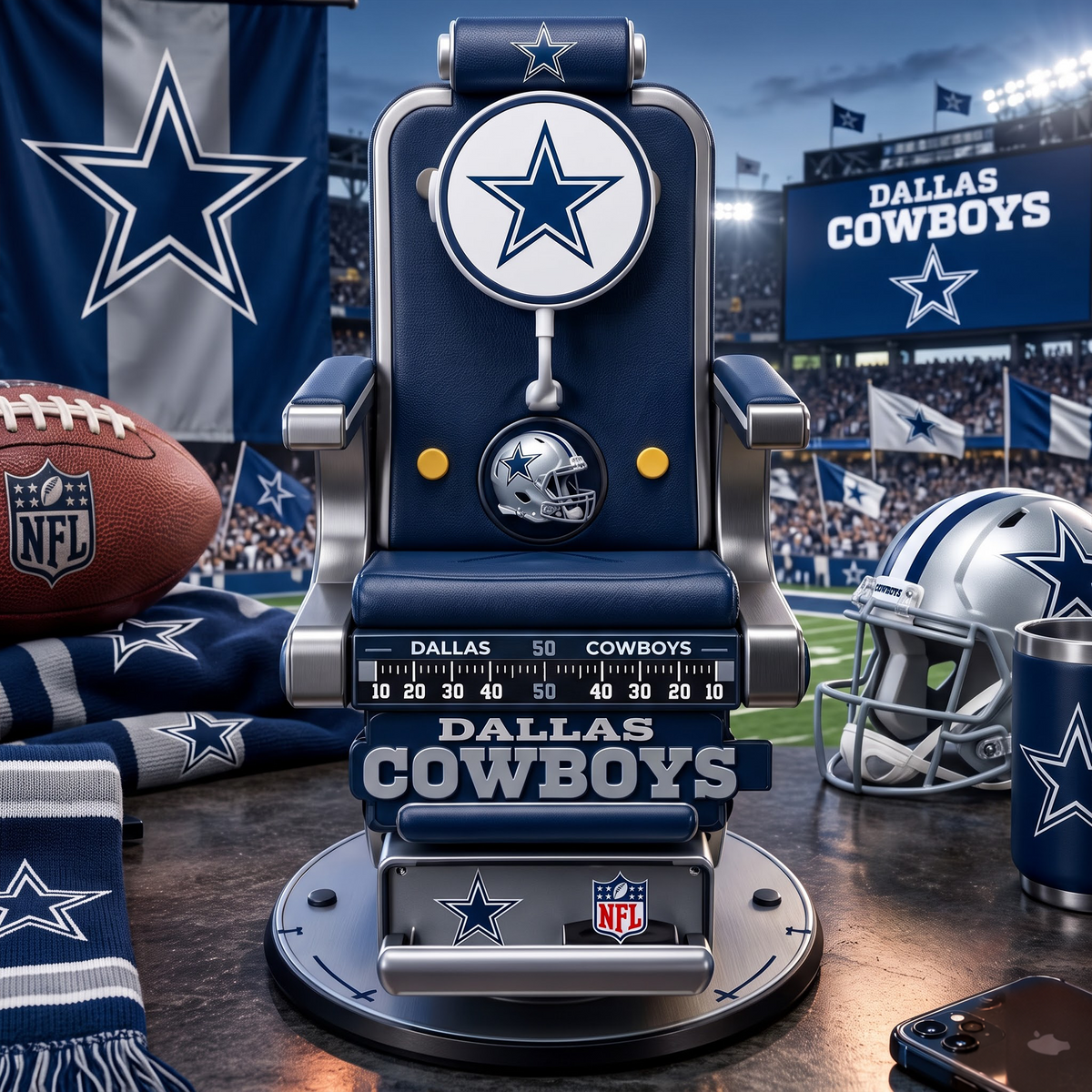 DAL X Personalized NFL Fan Barber Chair Desk Phone Stand