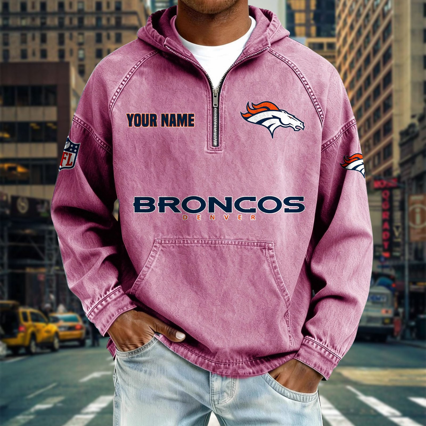 DB x NFL Denim Long - Sleeved Hooded Sweatshirt DDT NTL