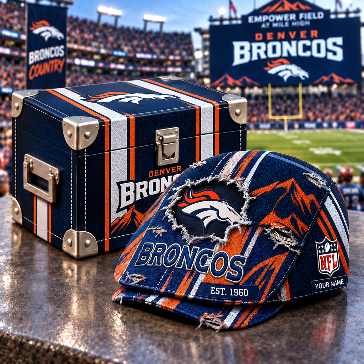 DB x NFL Distressed Flat Cap Set with Luxury Storage Box