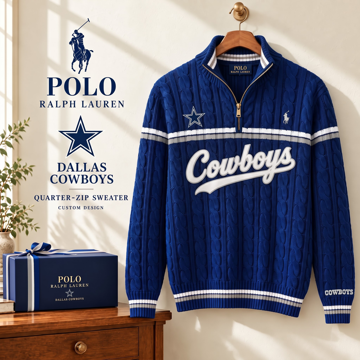 PREMIUM NFL X DC EXCLUSIVE POLO RALPH LAUREN QUATER-ZIP SWEATER SHIRT LIMITED EDITION
