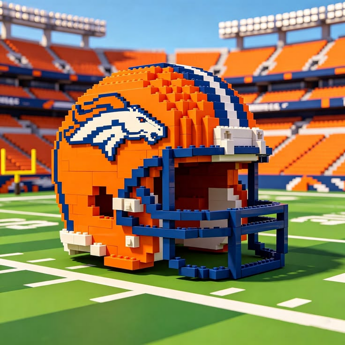 DEN X Custom NFL Game Day Football Helmet Building Block Set