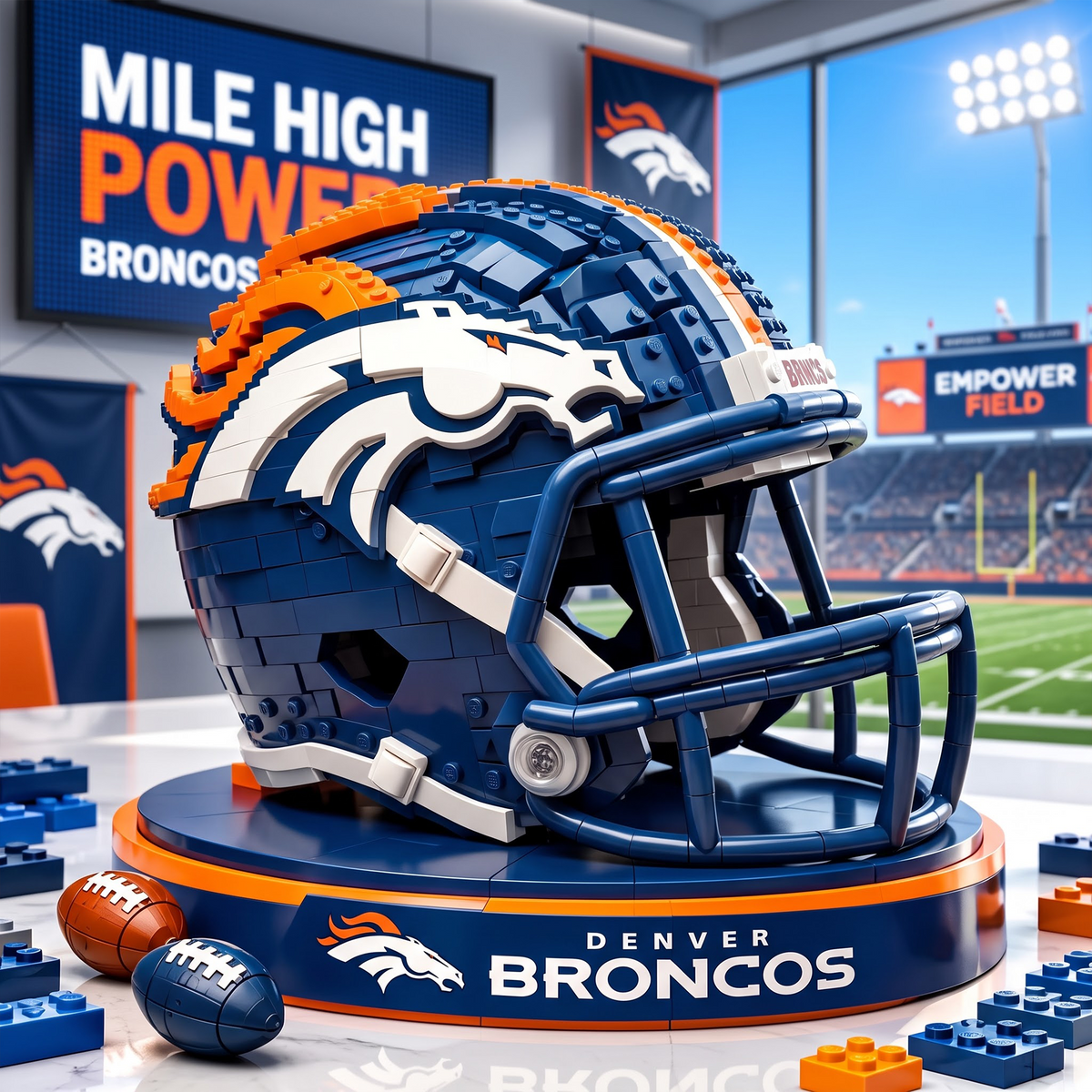 DEN X Premium NFL Football Helmet Building Block Set