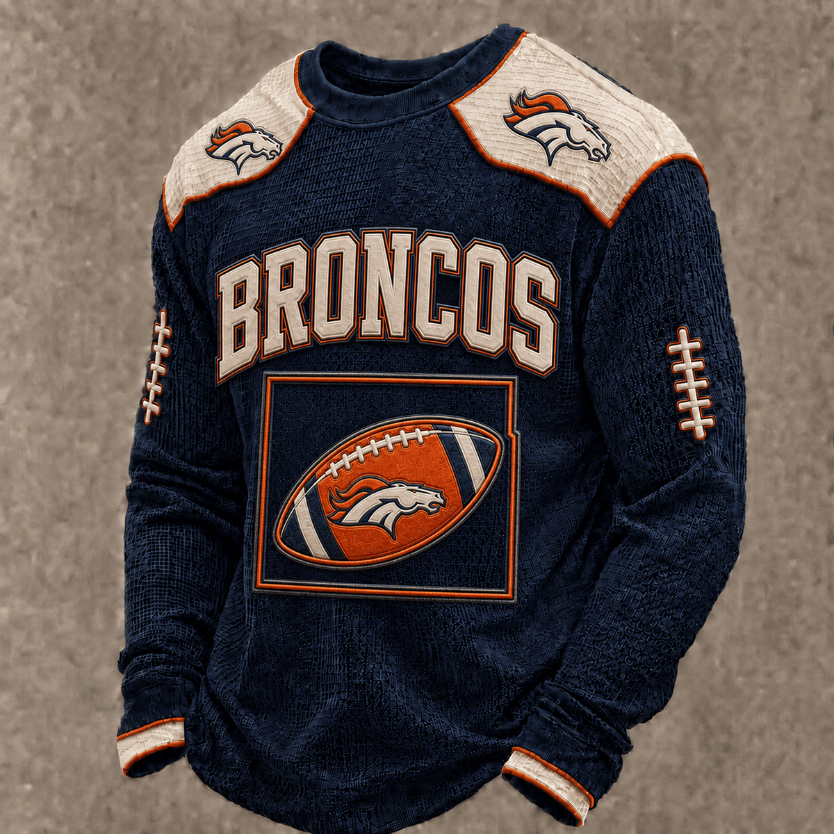 DEN X Premium NFL Vintage Baseball Stitch Sweatshirt