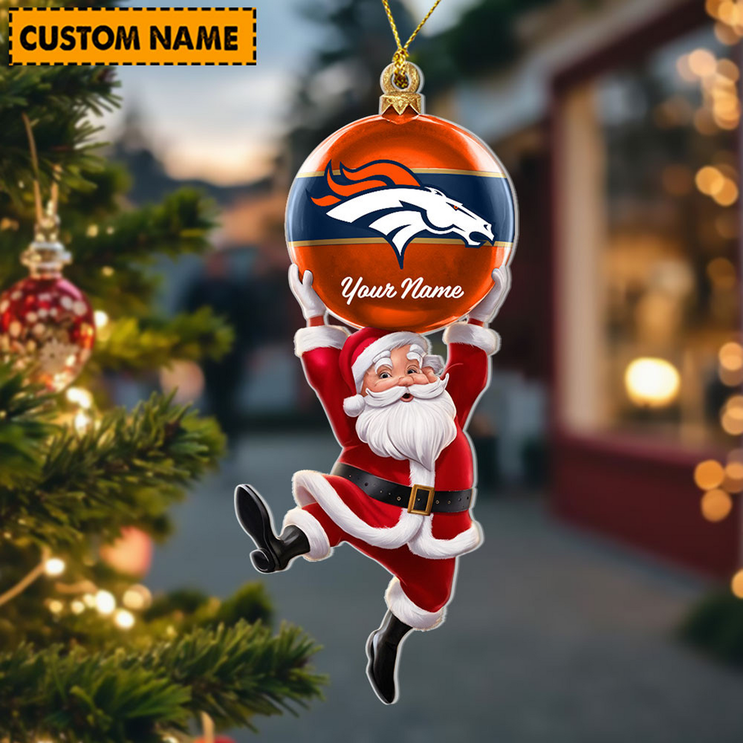 DEN x Personalized NFL Acrylic Ornament Christmas DATND TANTD