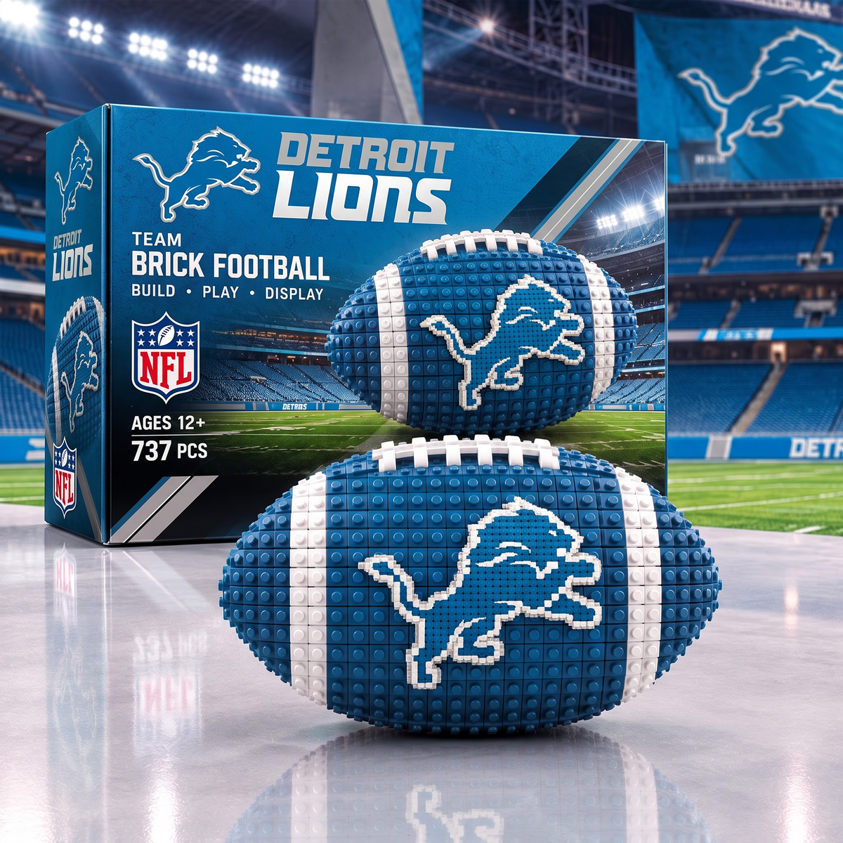 DET X NFL Team Brick Football Building Set – 3D Bricks Collector Model