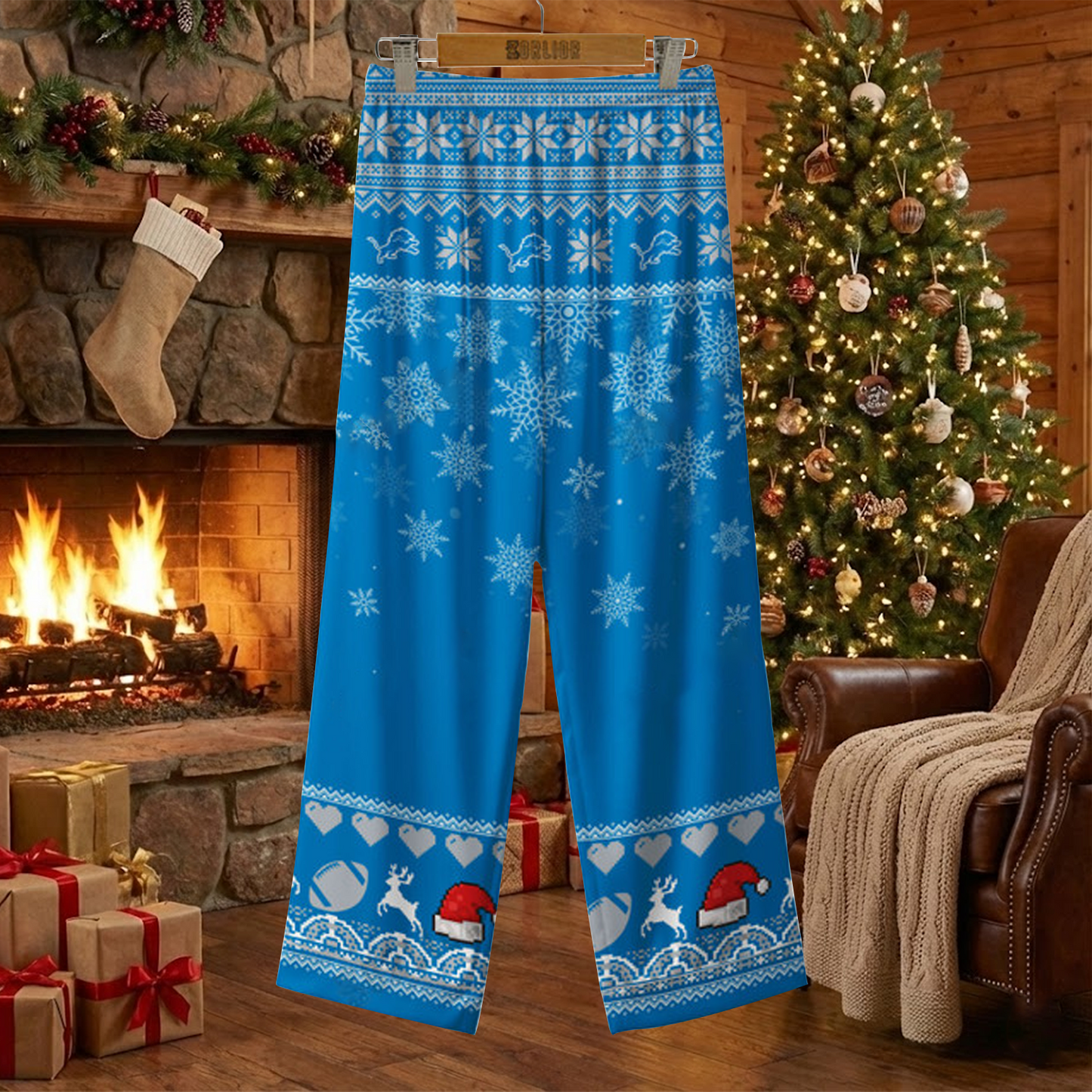 DET X NFL Unique 3 Gnomes Art Design For The 2025 Holiday Season Satin Pajamas Set