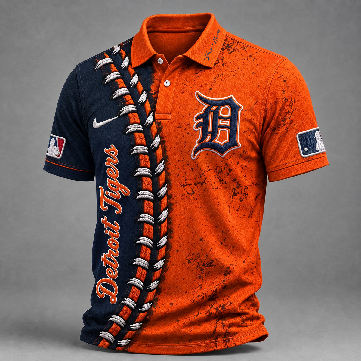 DET X Premium MLB Baseball Stitch Polo Shirt