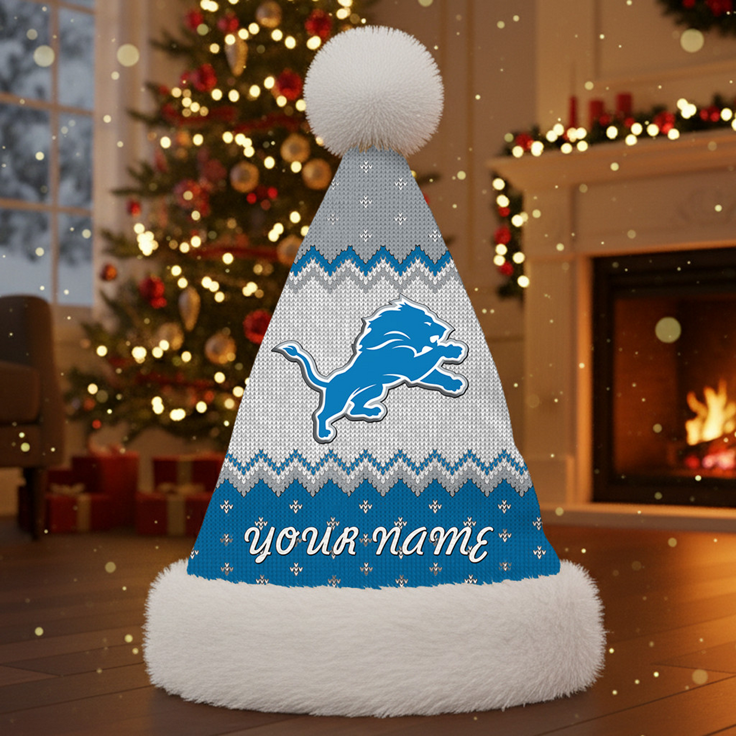 DET x NFL Personalized Santa Hat Christmas DATND TANTD