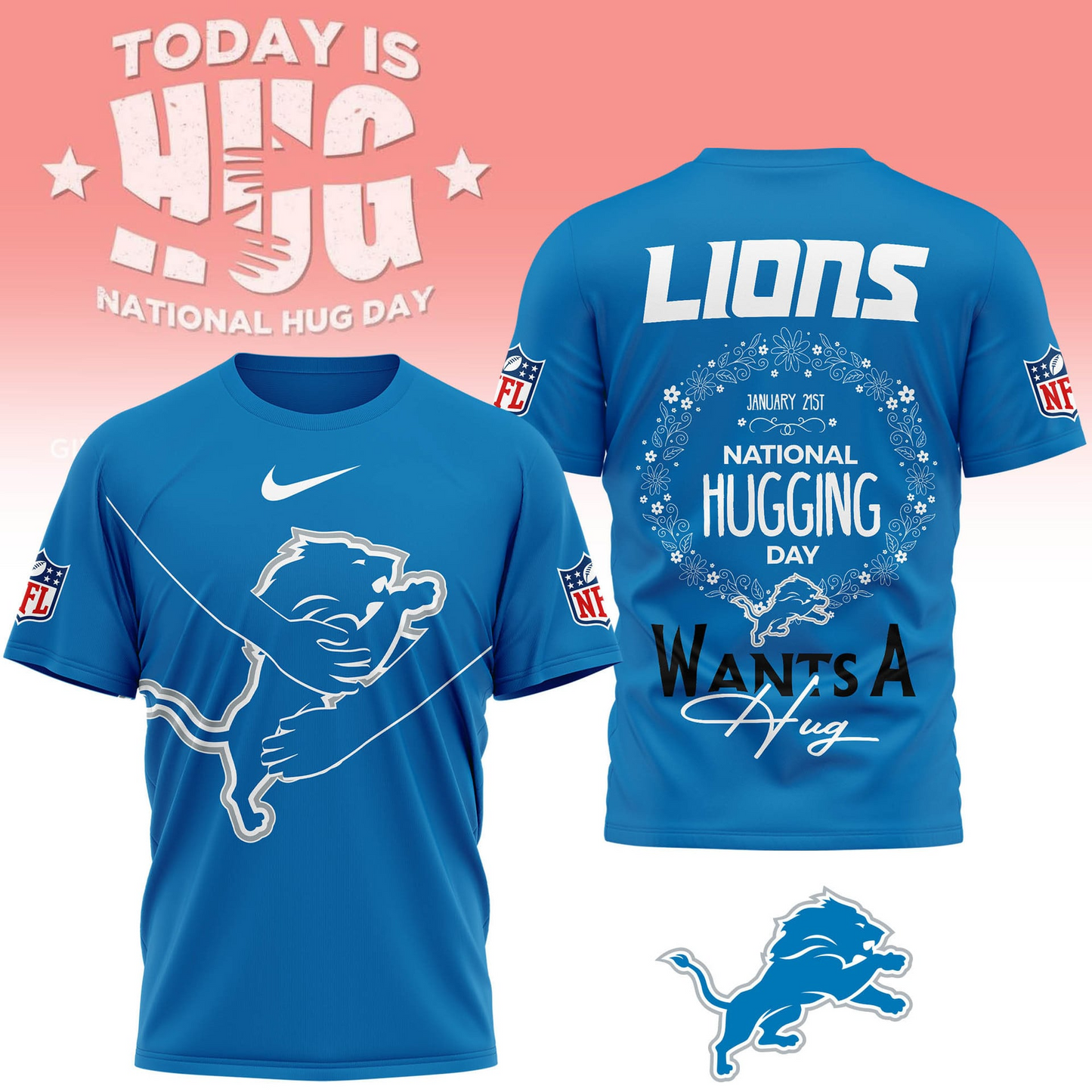 DL Premium NFL National Hugging Day 3D Shirt DDT NTL