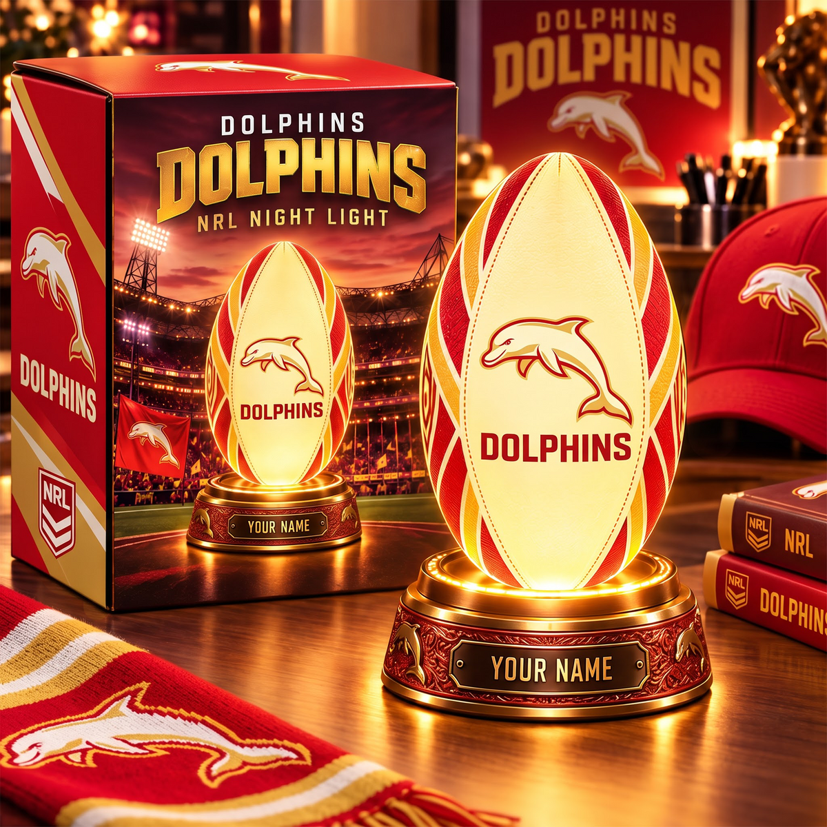 DOL x Personalized NRL Rugby Ball 3D LED Night Light