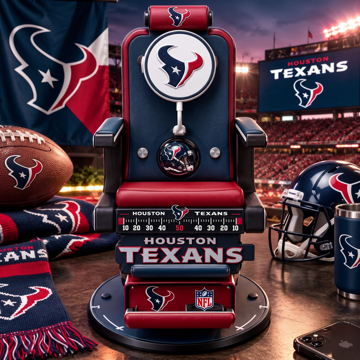 HOU X Personalized NFL Fan Barber Chair Desk Phone Stand