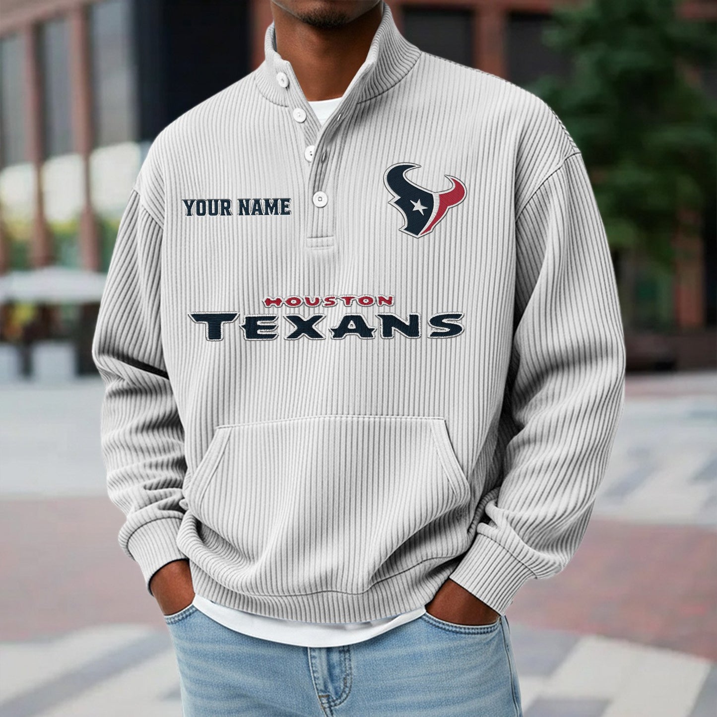 HOU x NFL Waffle High Neck Long Sleeved Sweatshirt DATND TANTD 221125